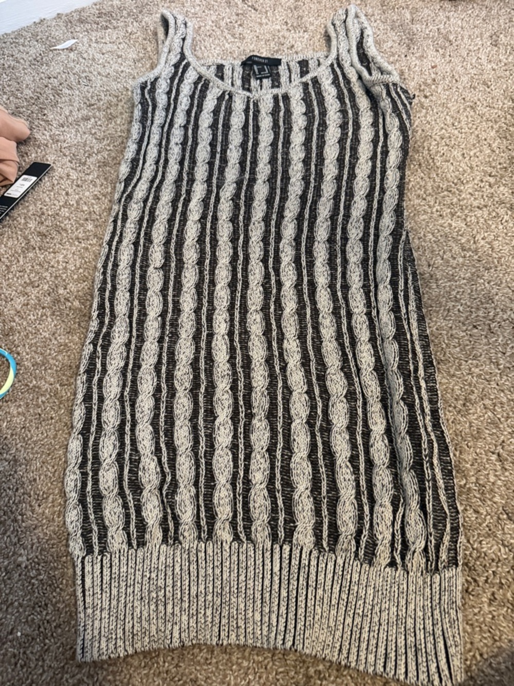 Forever 21 Black and White Knit Midi Dress